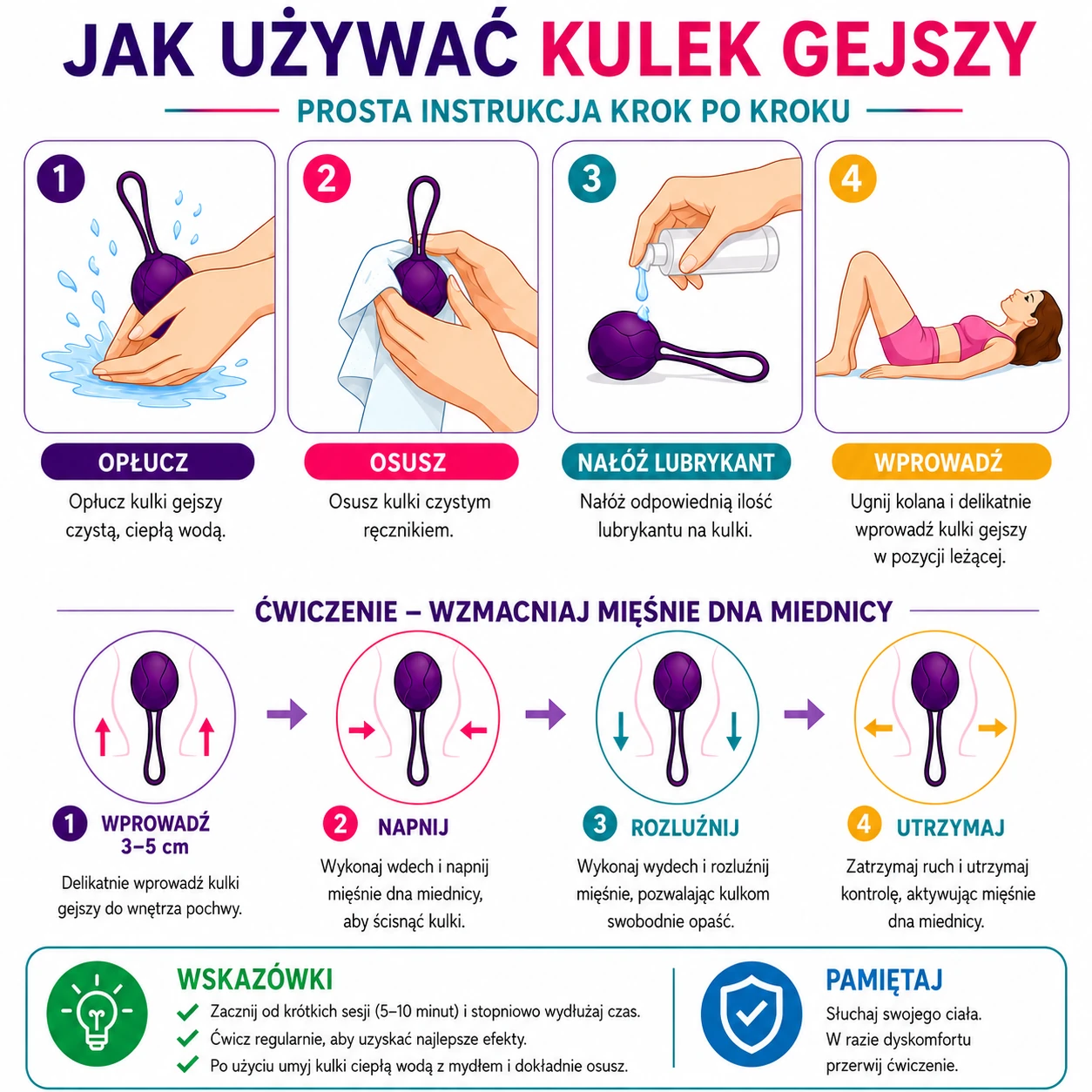 Jak używać kulek gejszy – instrukcja krok po kroku ćwiczeń mięśni dna miednicy